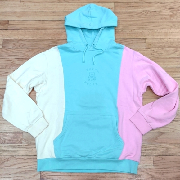 Teddy Fresh Shirts Teddy Fresh Pastel Color Block Hooded Pullover Sweatshirt L Poshmark